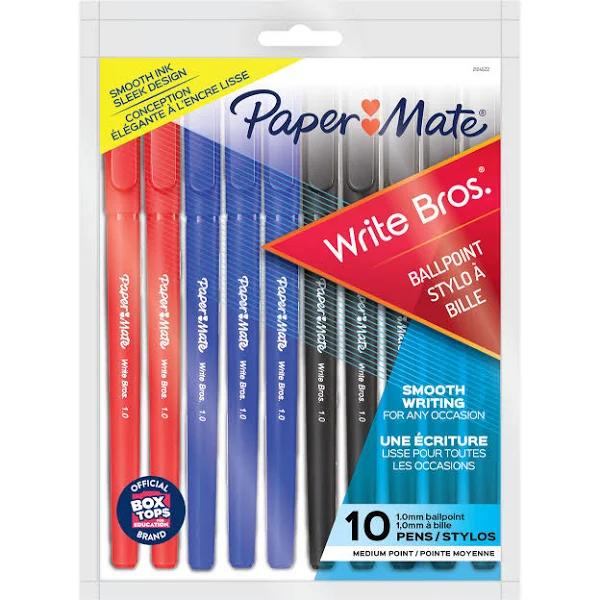 Paper Mate Write Bros Capped 1.0mm Ballpoint Pen Business Assorted Pack of 10