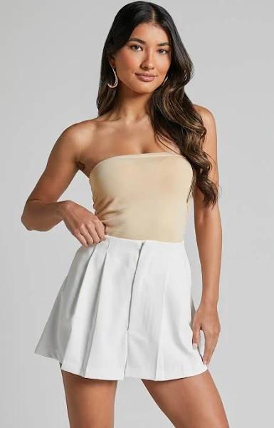 Briley Pleated Shorts - High Waisted Tailored Shorts in White