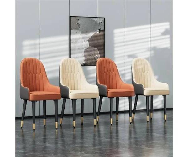 2pcs Dining Chairs Upholstered Padded Kitchen Dining Chairs Vintage Wooden Legs (Colour Orange & Gray)