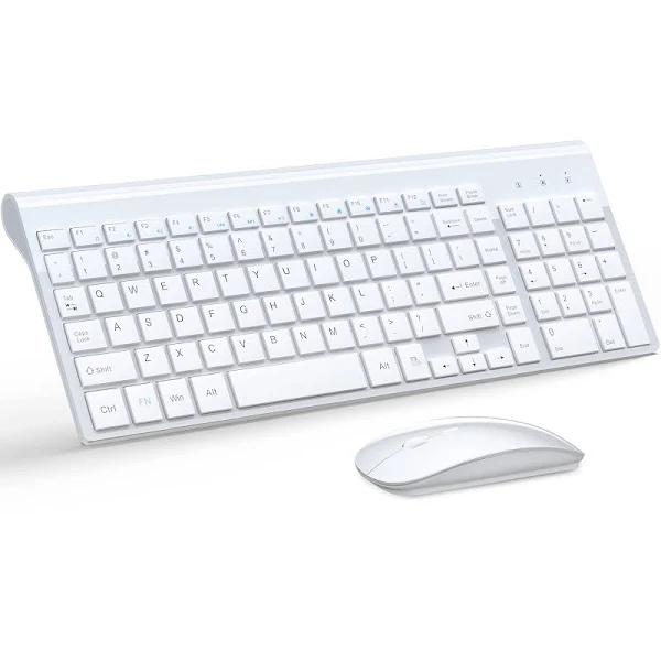 Wireless Keyboard and Mouse Ultra Slim Combo, TopMate 2.4G Silent Thin Keyboard Mice Set with Numeric Keypad, Compact Full Size Quiet Keyboard with