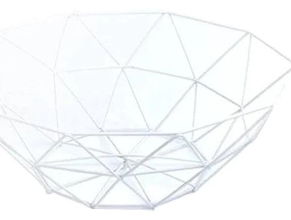 HOD Creative Geometric Metal Fruit Basket Storage Bowl - White