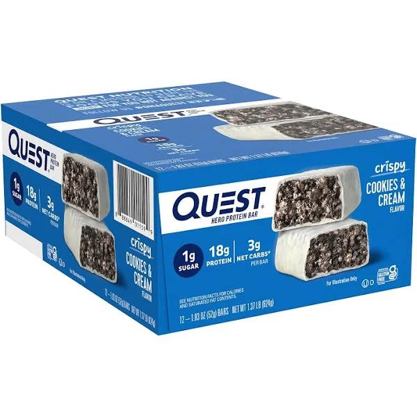 Quest Nutrition Quest Hero Protein Bar Crispy Cookies & Cream 12 Bars