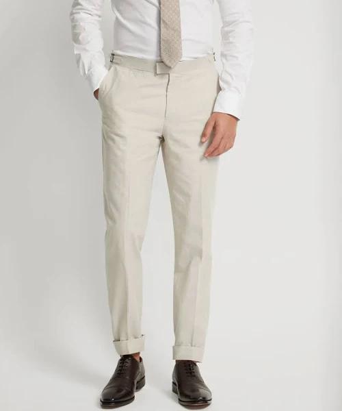 Oxford Byron Linen Blend Cuffed Trousers in Stone Brown 86