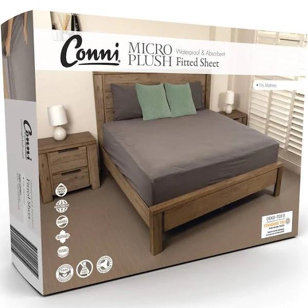 Conni Micro-Plush Queen Waterproof Fitted Sheet Charcoal