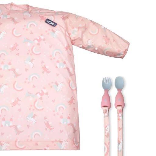 Bibado Baby Weaning Coverall Bib Long Sleeve + Cutlery Set (Over The Rainbow)