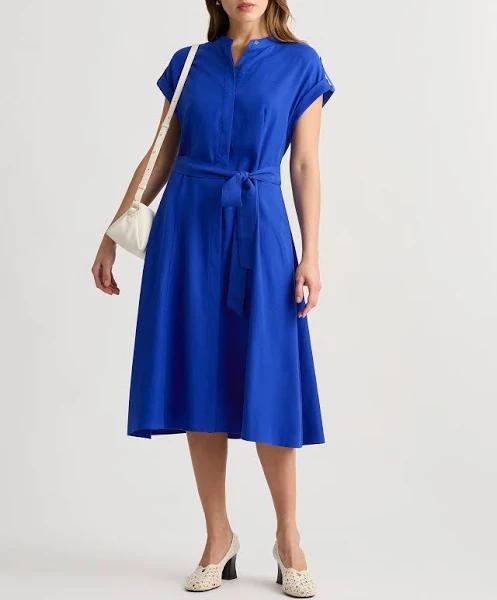 David Lawrence Lena Shirt Dress in Blue, Size 14 AU