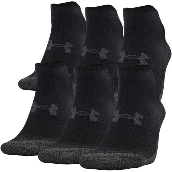 Under Armour Performance Tech Low Cut Socks 6-Pack, Black / Large