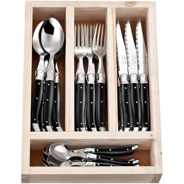 Laguiole Jean Neron Cutlery Set 24 Piece Black