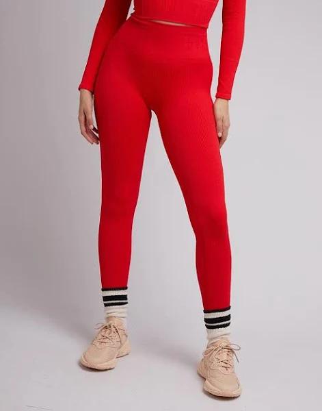 All About Eve - Womens Pants - Remi Rib Legging Red - at Edge Clothing - Size:L