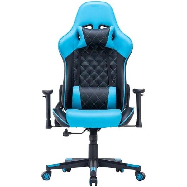 Gaming Chair Ergonomic Racing Chair 165° Reclining Gaming Seat 3D Armrest Footrest Blue Black - Earn Everyday Rewards, AfterPay Available