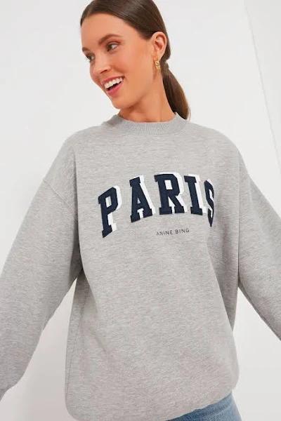 ANINE Bing Tyler Sweatshirt Paris in Heather Grey - Size XS