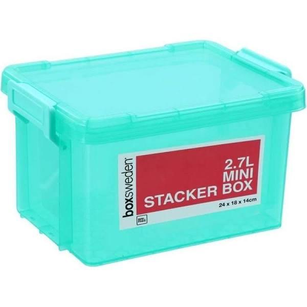 Box Sweden 2.7L Mini Stacker Box 24cm w/ Clip Lock Lid Storage Container | Teal