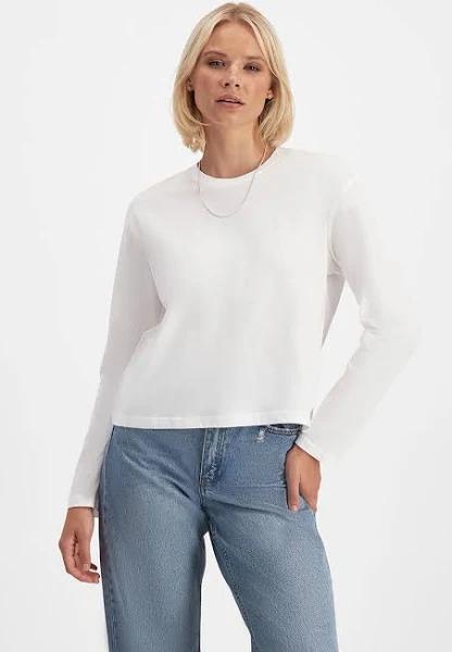 Bonds Women's Originals Long Sleeve Tee in Nu White Size: Medium, Aussie Cotton