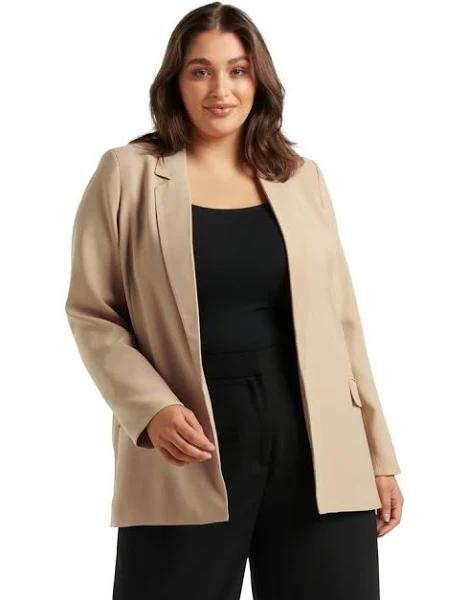 Forever New Curve Bree Boyfriend Blazer in Beige Camel 20