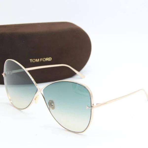 Tom Ford TF 842 28p Nickie Gold Blue Sunglasses w/Case 66-9 - Tom Ford Sunglasses