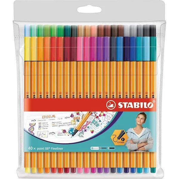 STABILO Point 88 Fineliner Pen - Assorted Colours (Pack of 40)