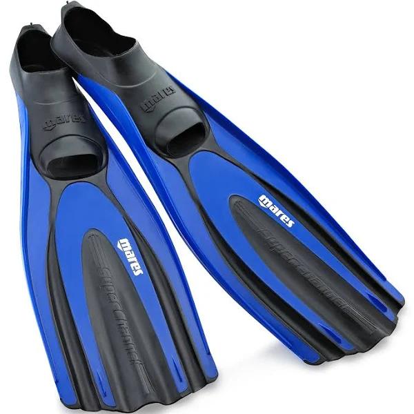 Mares Superchannel Full Foot Scuba Fins, 9.5/10.5, Blue