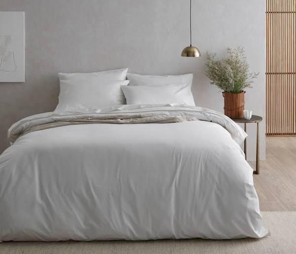 BeddingCo 100% Organic Cotton Flannelette Quilt Cover Set - White - Super King - AfterPay & zipPay Available