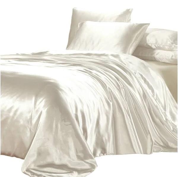 Ivory & Deene Satin Quilt Cover - Ivory Cream