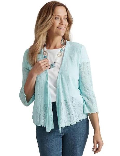 Millers 3/4 Sleeve Slub Knit Cover Up Top - Size L - Womens - Mint