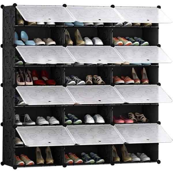 SOGA 8 Tier 3 Column Shoe Rack Organizer Sneaker F