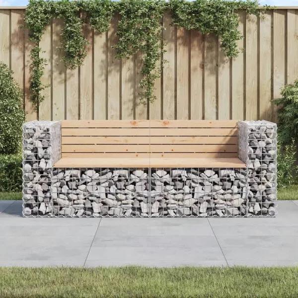 NNEVL Garden Bench Gabion Design 184x71x65.5 cm Solid Wood Pine