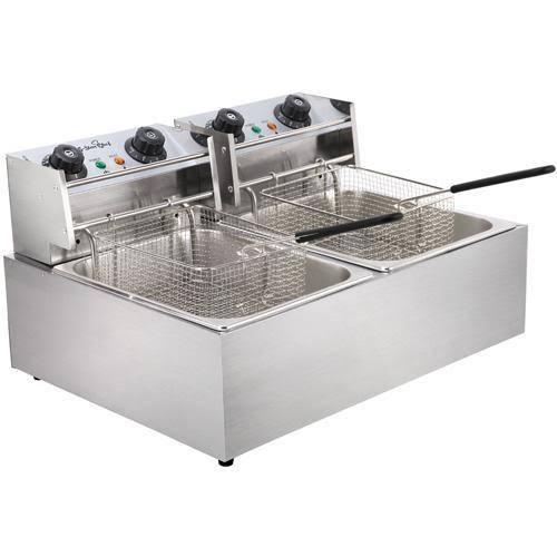 5 Star Chef Commercial Electric Twin Deep Fryer - Silver