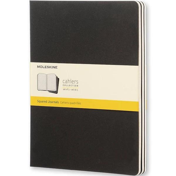 Moleskine Squared Cahier XL - Black Cover (3 set)