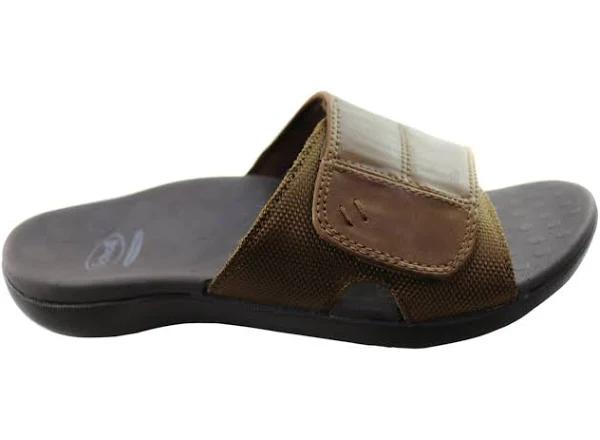 Scholl Orthaheel Cable Mens Comfortable Supportive Adjustable Slides - Brown - 14 AUS