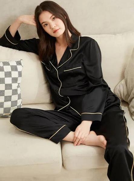 LILYSILK Silk Pajamas AU Women Casual Yet Stylish Black XL