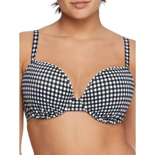 Freya Check in Contour Bikini Top - Womens - Monochrome - 34GG