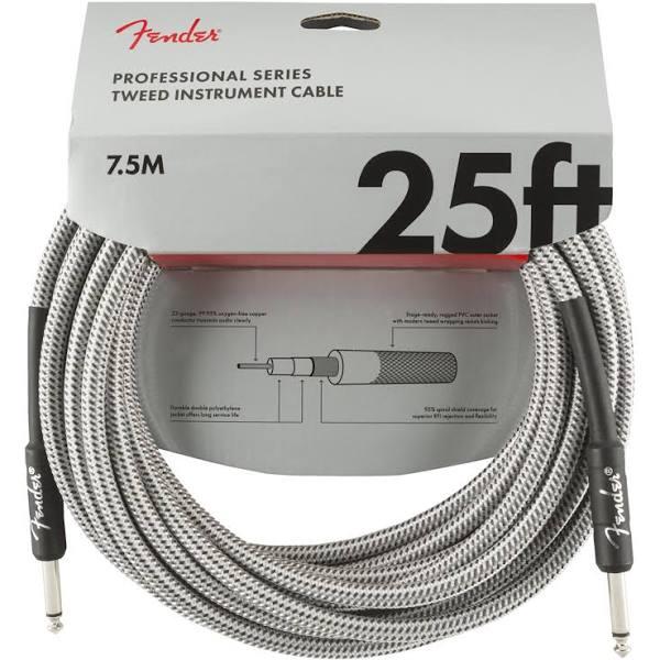 Fender Professional Series 25' Instrument Cable White Tweed