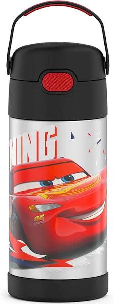 Thermos Funtainer Water Bottle with Straw - 12 Ounce, Cars - Kids Stainless Steel Vacuum Insulated Water Bottle with Lid