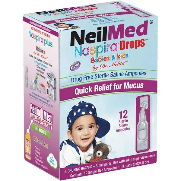 NeilMed Naspira Nasal Saline, Sterile, Ampoules - 12 pack, 0.034 fl oz ampoules