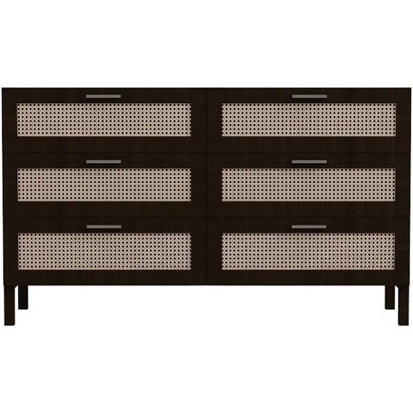 Casa Decor Tulum Rattan 6 Chest of Drawers Cabinet Bedroom Storage Tallboy Black