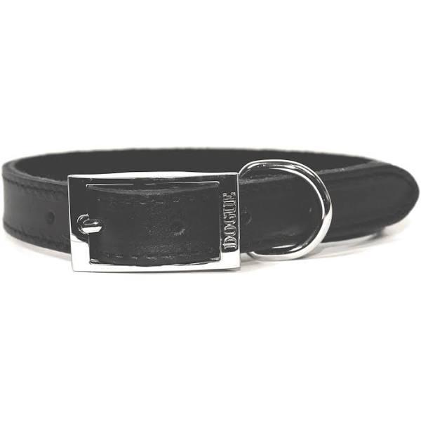 DOGUE Plain Jane Leather Dog Collar Black 55cm