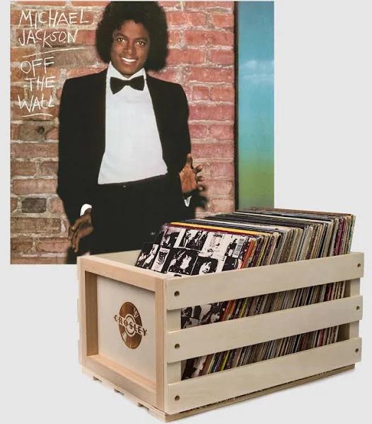 Crosley Record Storage Crate & Michael Jackson - Off The Wall Vinyl Album Bundle