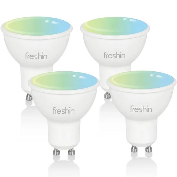 Smart Spotlight FRESHIN GU10 RGBCW Wifi LED Downlight Multicolor Lights Dimmable Changing 2.4GHz Only, Compatible with Alexa, Google Home, No Hub