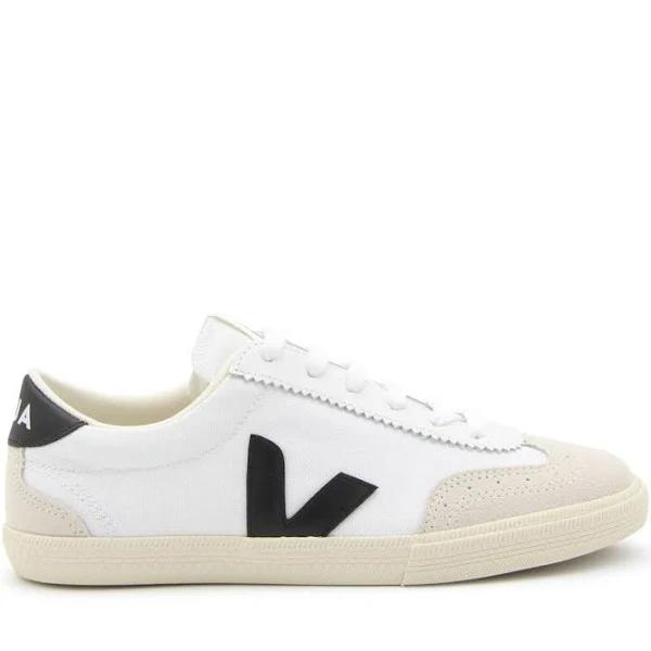 Veja White & Black Volley Canvas Sneakers