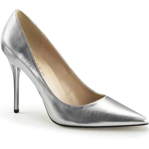 Pleaser CLASSIQUE-20 Silver Met PU Size 14