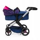 Xeo Compact Doll Pram - Dark Blue With Pink Heart Print