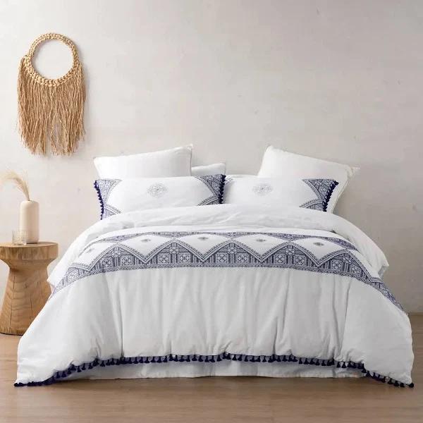 Dreamaker Liberty 100% Cotton Quilt Cover Set (Navy) - Queen