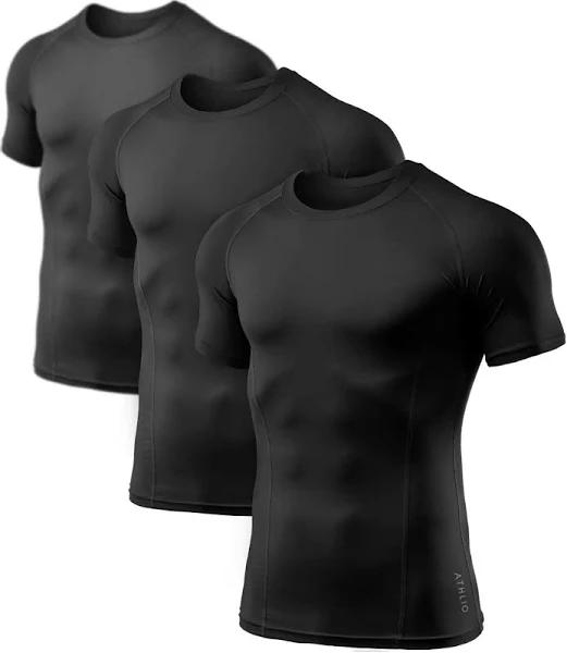 ATHLIO 1 or 3 Pack Men's Cool Dry Short Sleeve Compression Shirts, Sports Baselayer T-shirts Tops, Athletic Workout Shirt