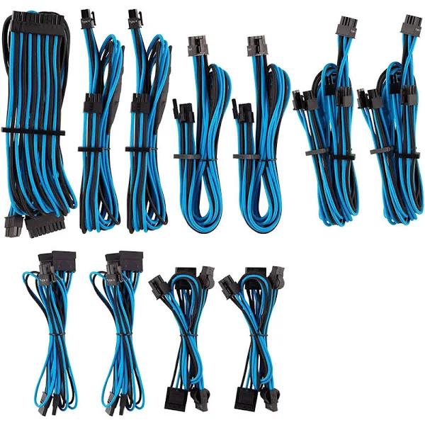 For Corsair PSU Blue Black Premium Individually Sleeved DC Cable Pro Kit Type 4