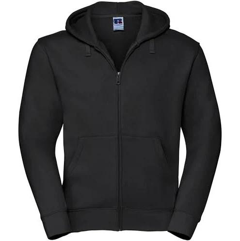 Russell Mens Authentic Full Zip Hooded Sweatshirt / Hoodie Black S