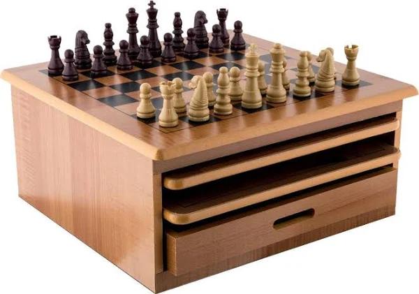 10 in 1 Wooden Classic Board Games Chess Slide Out Best Checkers House Unit Set