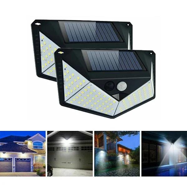 BJWD 2pcs 100 LED Solar Sensor Lights Light Motion Detection Security Garden Flood Lamp - AfterPay & zipPay Available