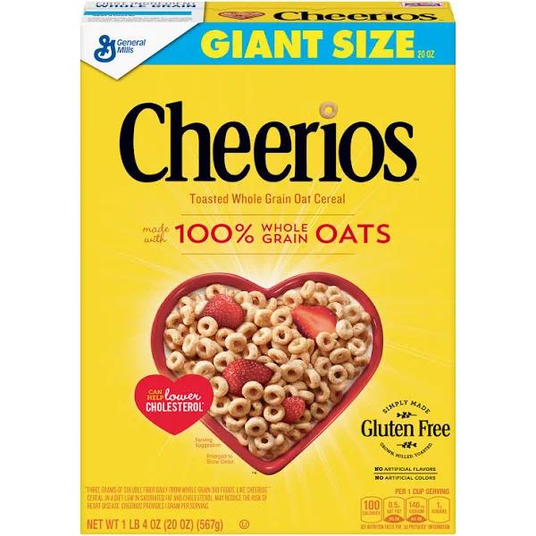 Cheerios Breakfast Cereal with Whole Grain Oats Gluten Free 20 oz