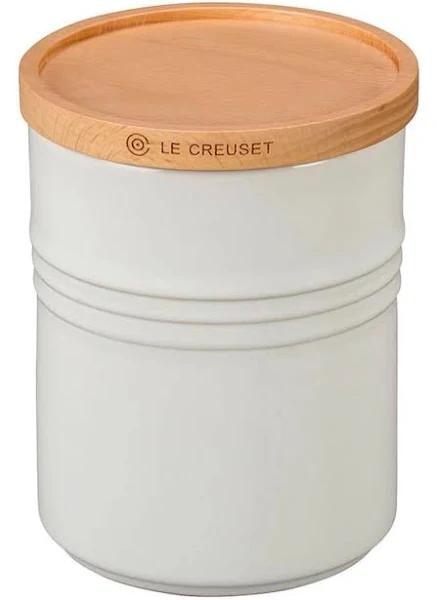 Le Creuset 2.5-Quart Stoneware Canister with Wood Lid White