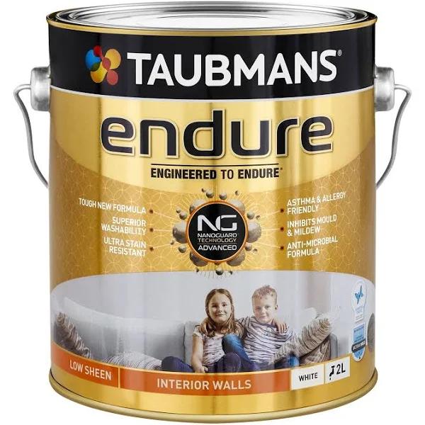 Taubmans 2L White Low Sheen Endure Interior Wall Paint